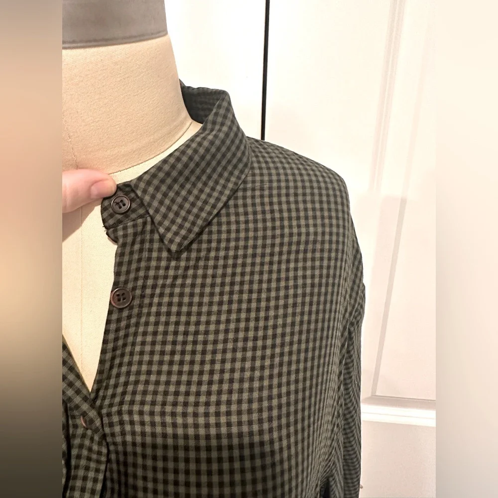 Zara green/black check high/low tunic top - Picture 2 of 6